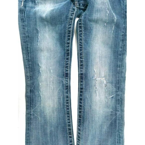 Miss Me Women's Jeans Sz 26 JE8007BR Boot Sequin Rhinestone Distressed Back Flap - Picture 8 of 12